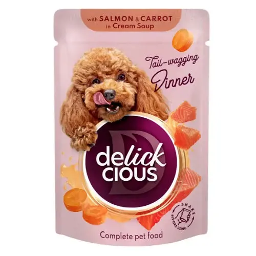 Вологий корм для собак Delickcious з лососем та морквою в крем-супі 85 г x 12 D6211402 - фото 3