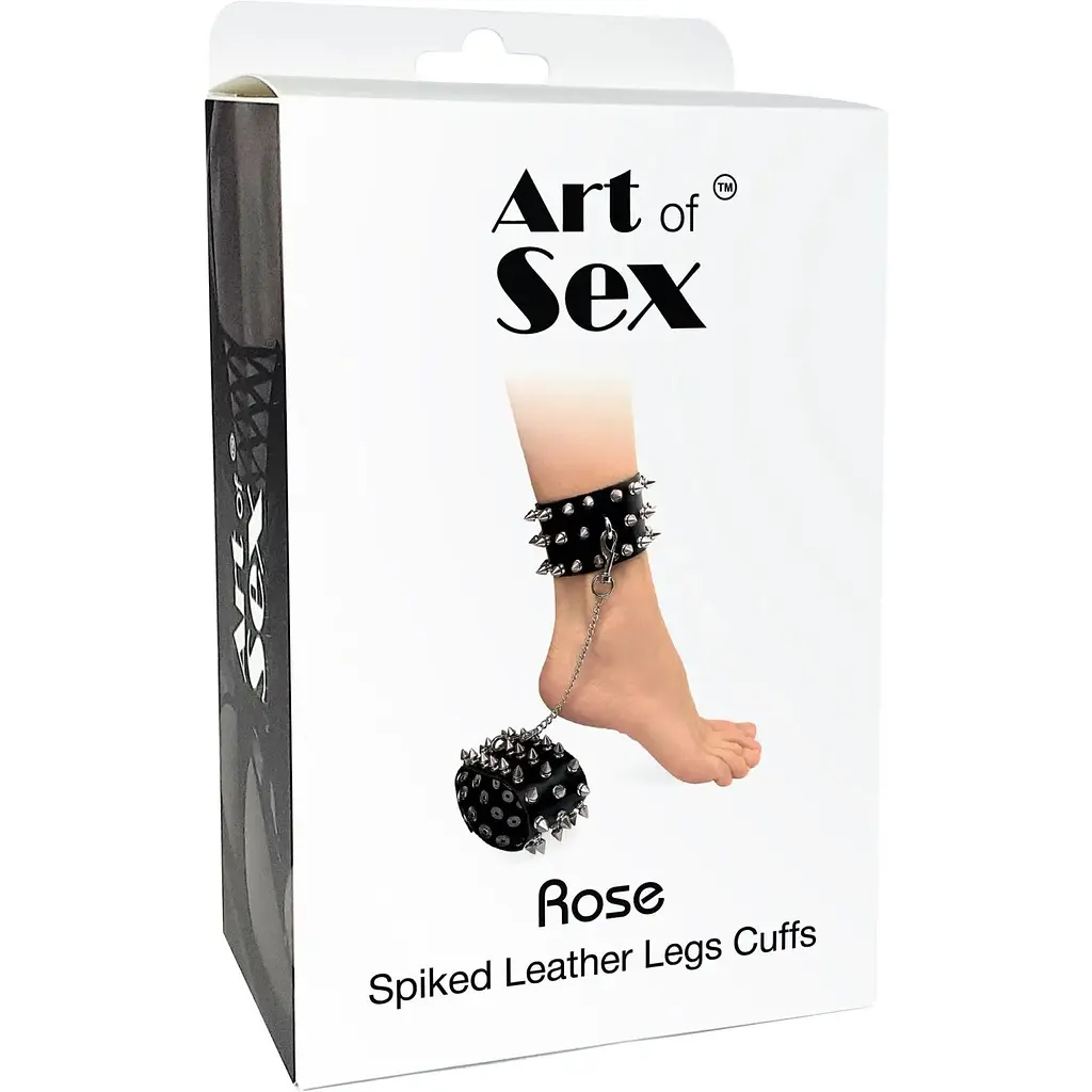 Поножи с шипами из натуральной кожи Art of Sex, цвет черный - фото 4