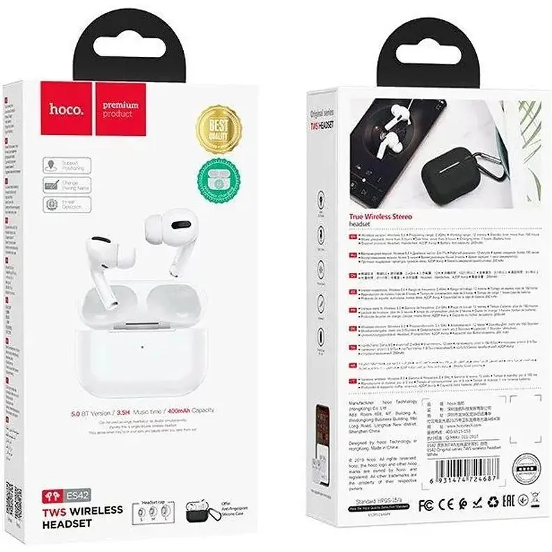Бездротові навушники Bluetooth Hoco EW05 White - фото 5