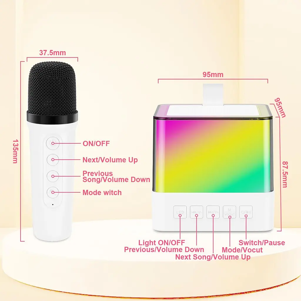 Міні-дитяче караоке з RGB-підсвіткою K18 ∙ Bluetooth-колонка K18 з 2 мікрофонами - фото 5