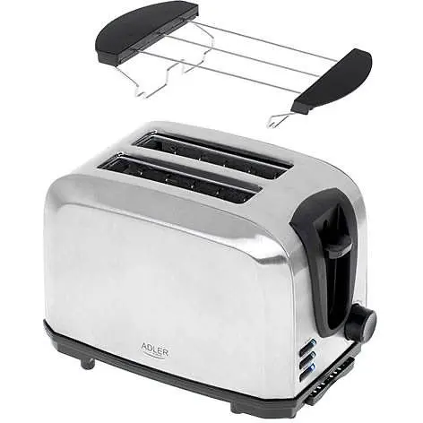 Тостер + підставка для булочок Adler AD 3222 1000 Вт 7 режимів нержавіюча сталь атоотключение - фото 3