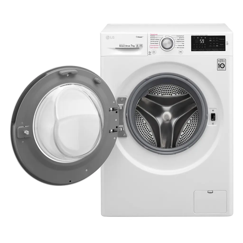 Пральна машина LG з фронтальним завантаженням F2J6HS1W, 7кг, 1200, A+++-10%, Пар, глибина 45см, Дисплей, Інвертор, Білий (F2J6HS1W) - фото 3