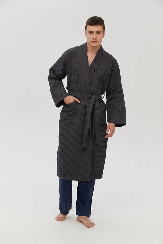 Халат Lotus Home - Waffle antrasit 3XL - фото 5
