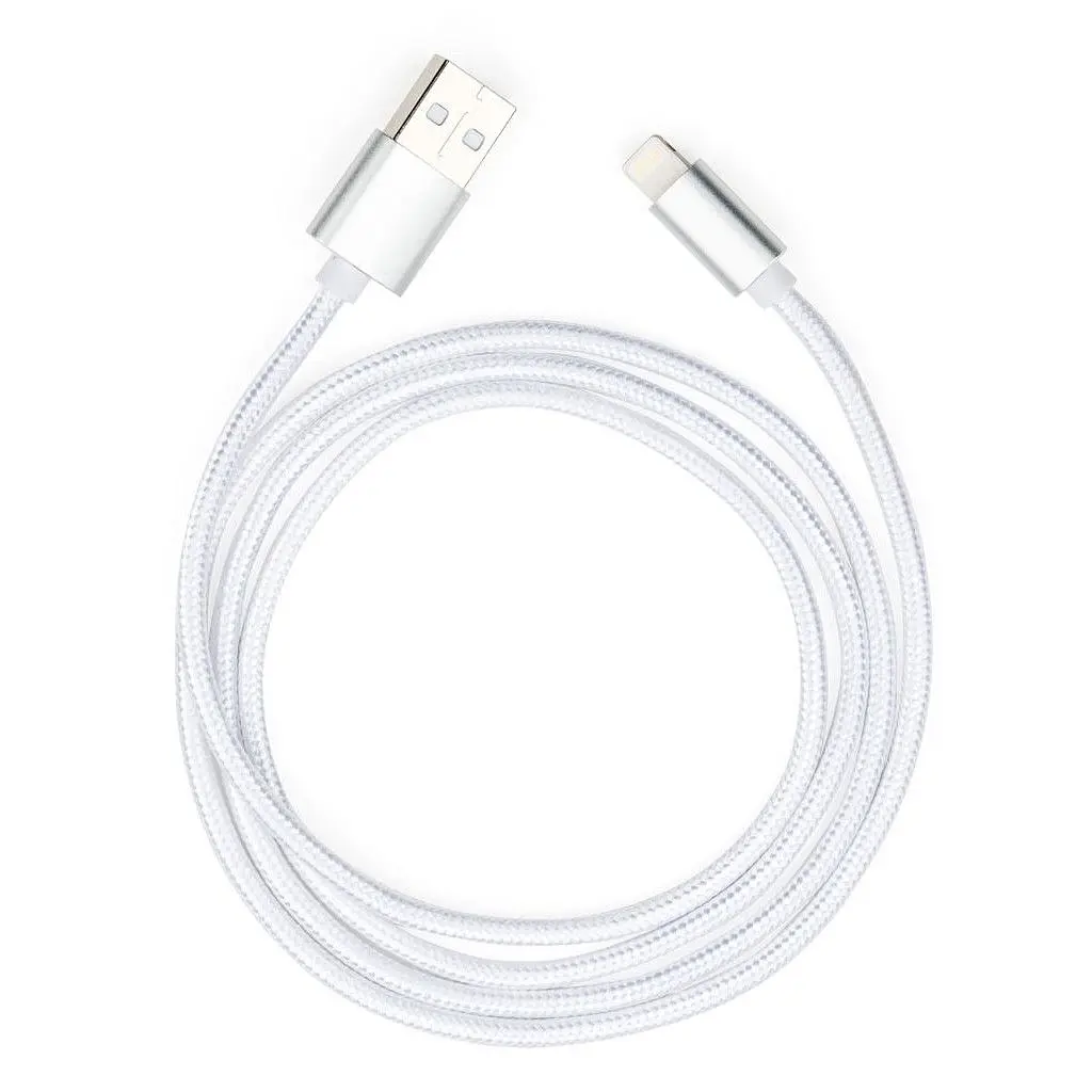 Дата кабель USB 2.0 AM to Lightning 1m nylon silver Vinga (VCPDCLNB1S) - фото 5