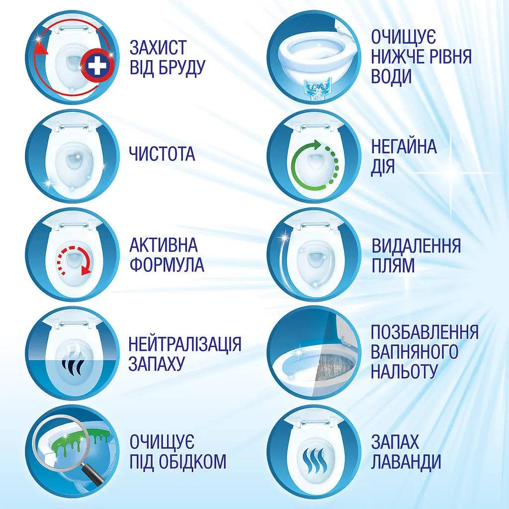 Очищуючий гель для унітаза Bref Excellence Gel Color Activ Захист від бруду Лаванда, 700 мл (743088) - фото 3