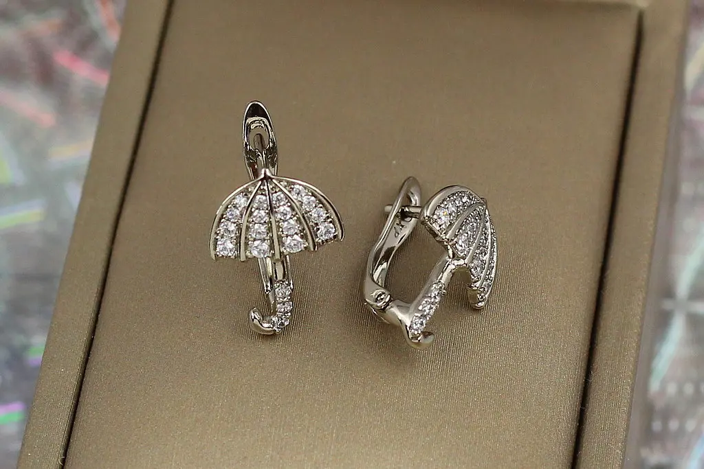 Сережки Xuping Jewelry парасолька 1.6 см сріблясті - фото 2
