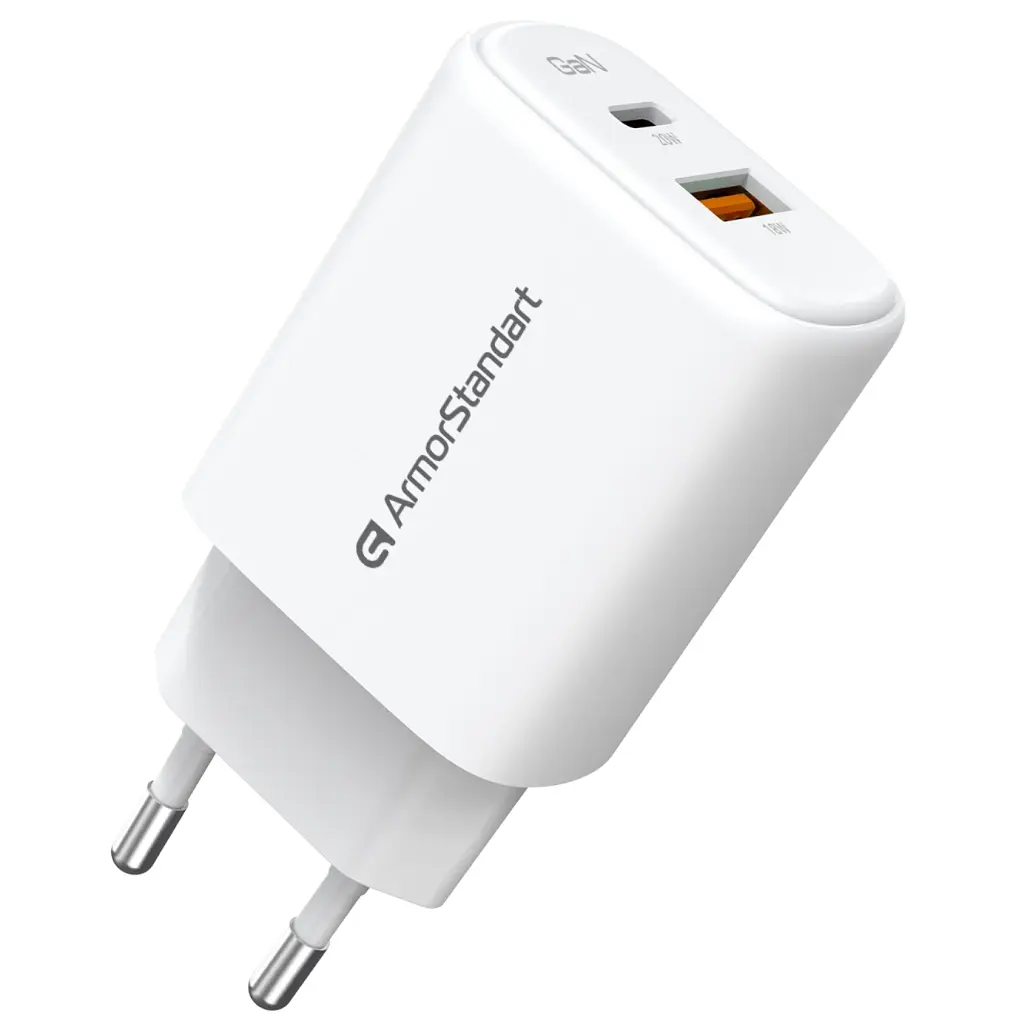 Зарядний пристрій Armorstandart 1xUSB-C + 1xUSB 20W GaN white (ARM89531) - фото 4