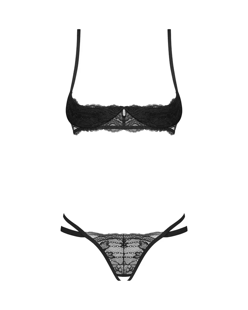 Комплект білизни Obsessive Nutris XL/2XL чорний - фото 4