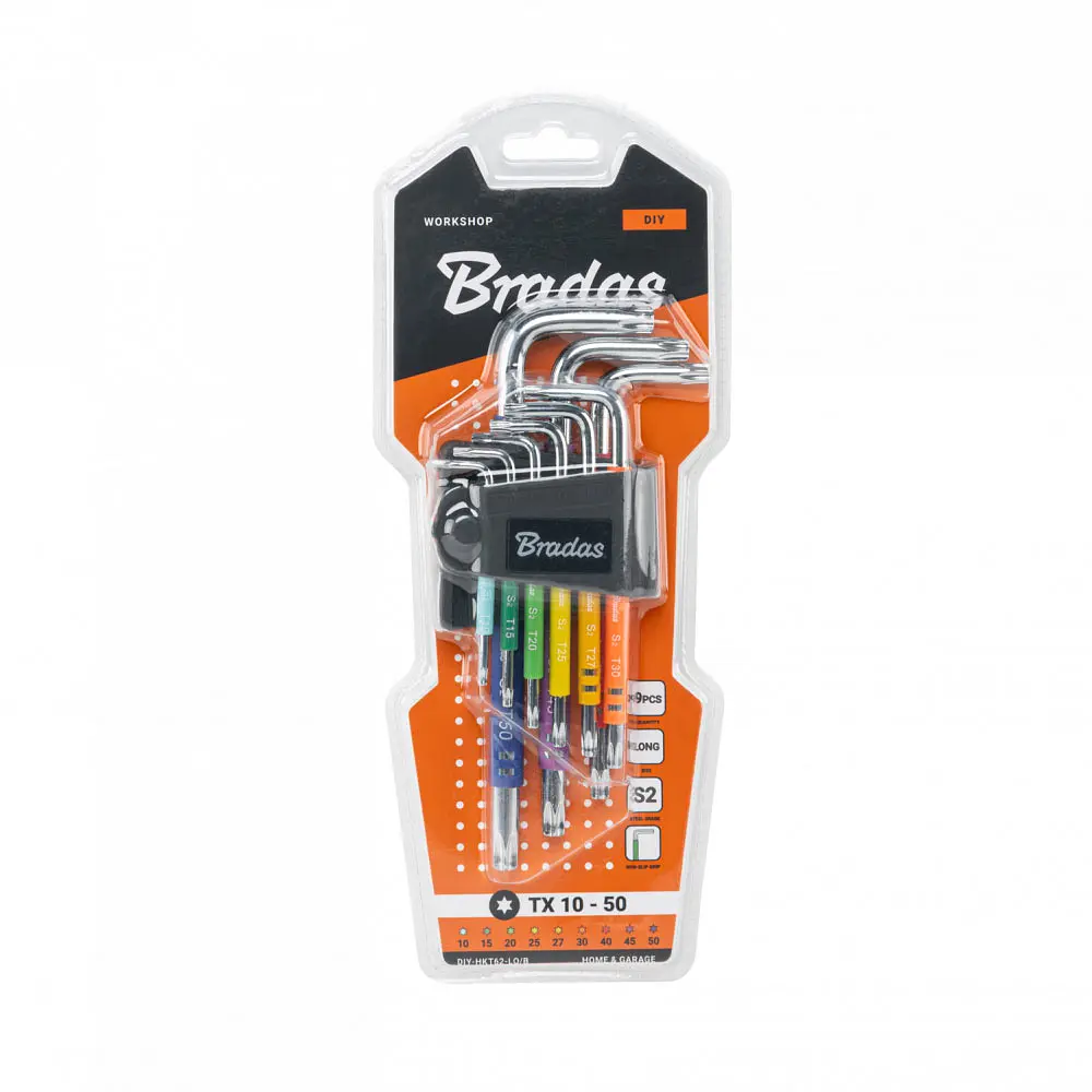 Набір ключів Bradas TORX TX 10-50 9 шт довгі (DIY-HKT62-LO/B) - фото 2