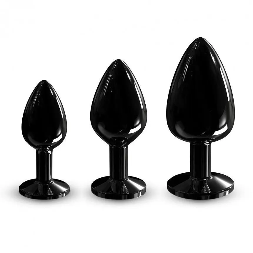 Металева анальна пробка з прикрасою у вигляді кристала Dorcel - Diamond Plug, чорна L - фото 2
