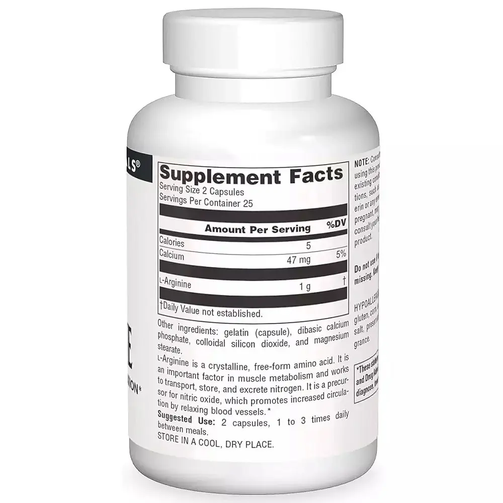 Амінокислота Source Naturals L-Arginine 500 mg, 50 капсул - фото 2
