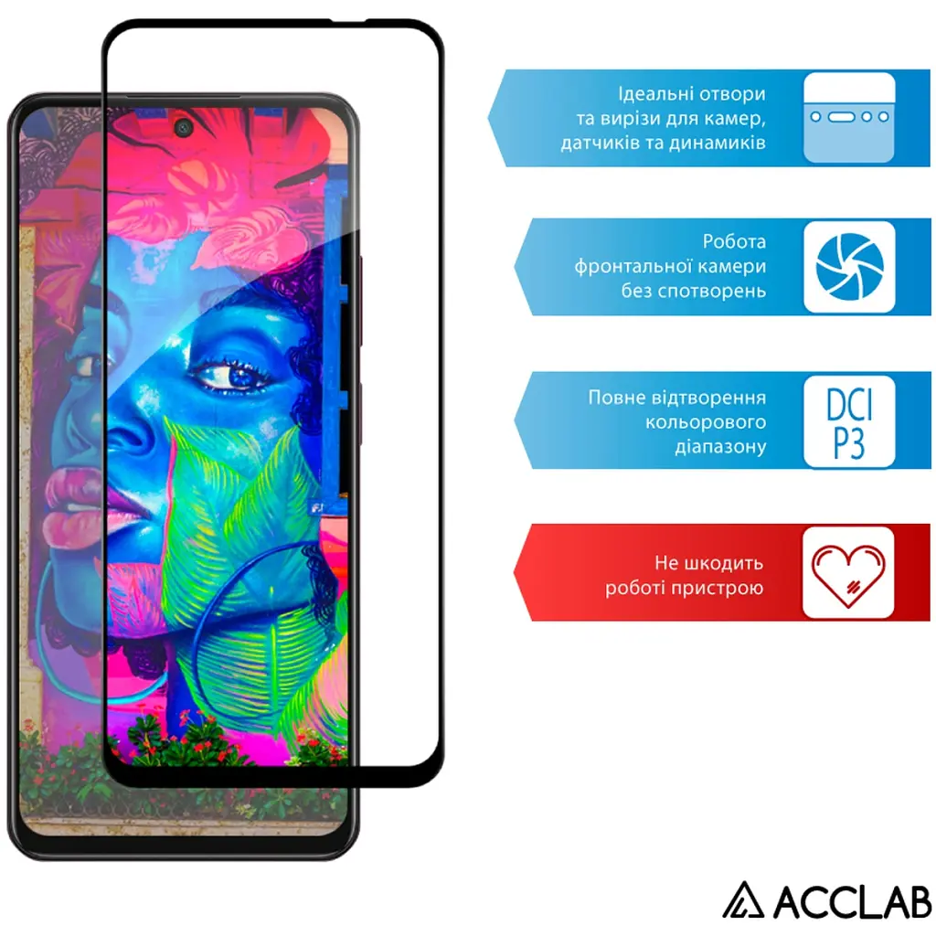 Стекло защитное ACCLAB Full Glue Oppo A3x Black (1283126598890) - фото 5