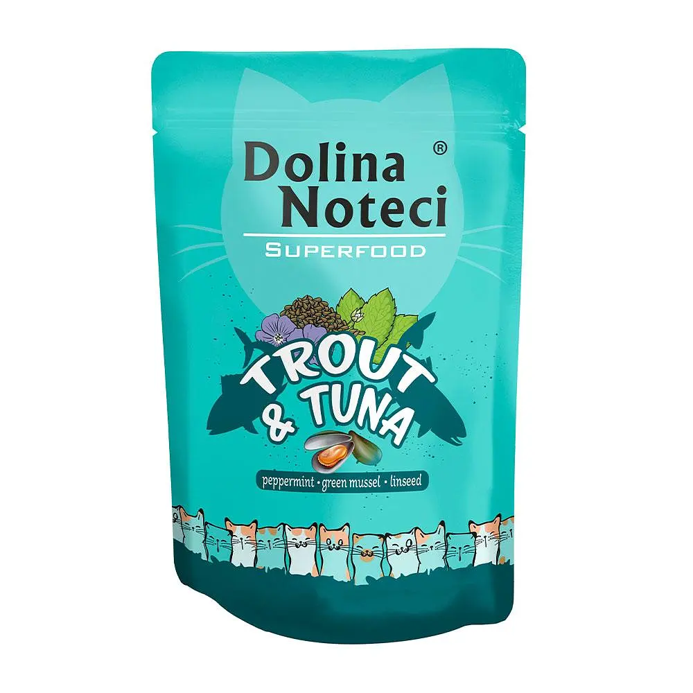 Вологий корм для котів Dolina Noteci Superfood з форелью та тунцем пауч 85 г