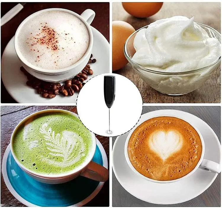 Ручний капучинатор на батарейках "Cappucino maker F-016" чорний мініміксер для кави пінозбивач - фото 7