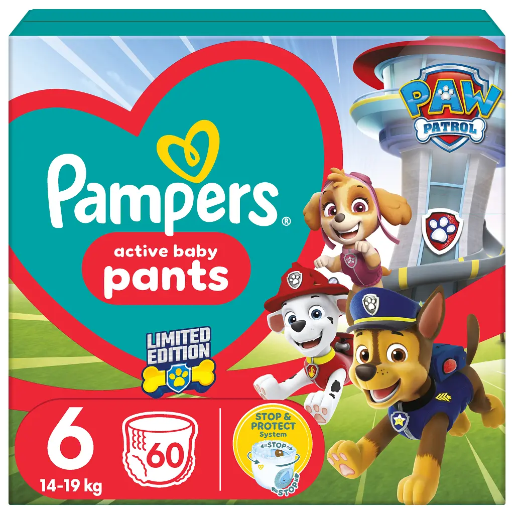 Підгузки Pampers Extra Large Розмір 6 (14-19 кг) Paw Patrol 60 шт (8006540863657)