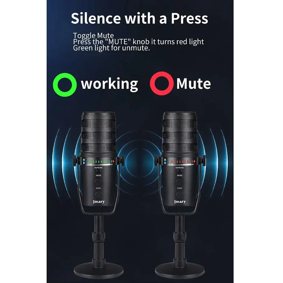 Професійний студійний конденсаторний мікрофон Jmary MCPW12 USB Black - фото 7