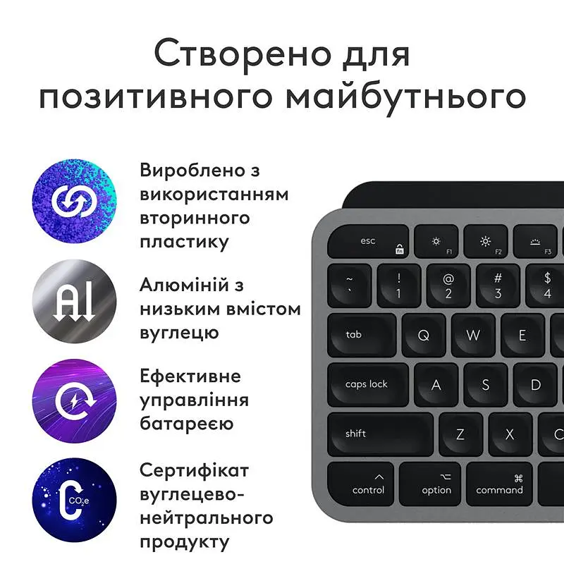 Комплект (клавіатура, миша) бездротовий Logitech MX Keys S Combo for Mac Space Grey (920-012845) - фото 7