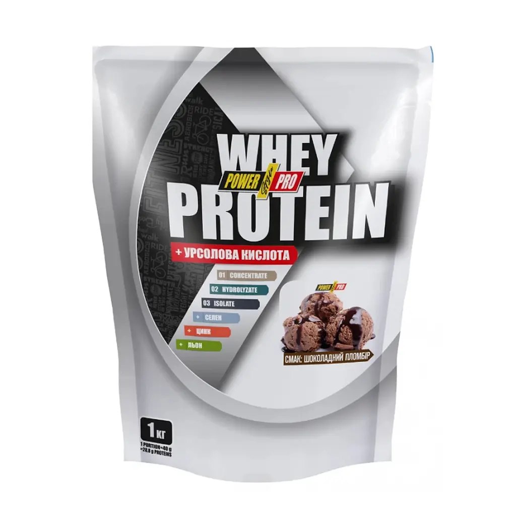 Сироватковий протеїн для росту м'язів Шоколадне морозиво Power Pro (Whey Protein) — 1000 г (порошок)