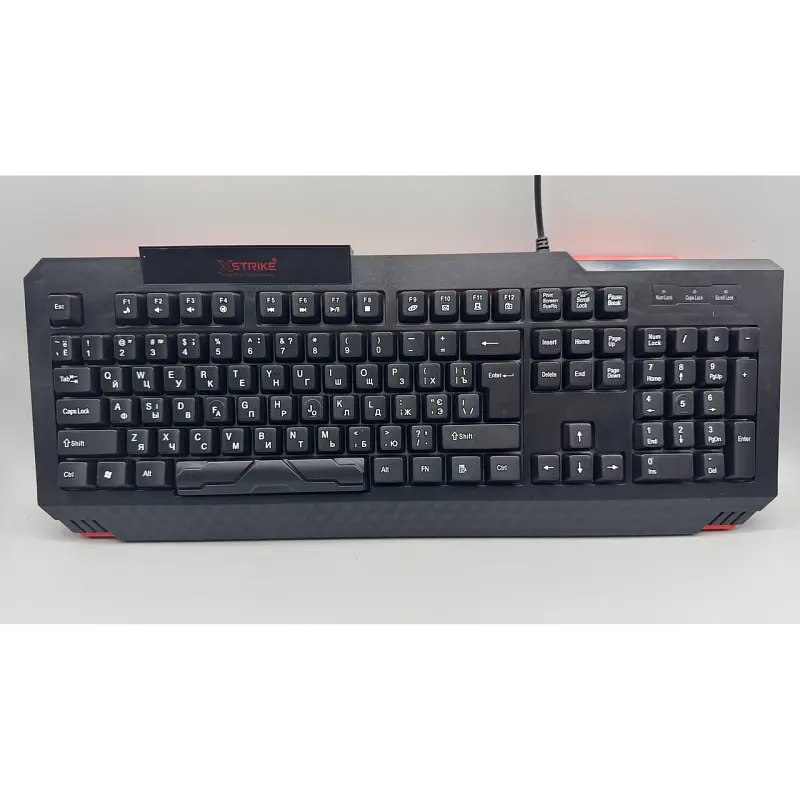 Повнорозмірна мембранна клавіатура провідна із виступом XSTRIKE X-1022 RGB USB із трьохмовною розкладкою UA/EN/RU та РГБ підсвічуванням та ніжками USB-A 105 клавіш Чорний - фото 4
