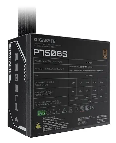 Блок живлення 750 Вт, P750BS, Black, 80+ Bronze Gigabyte teh0028924 - фото 2