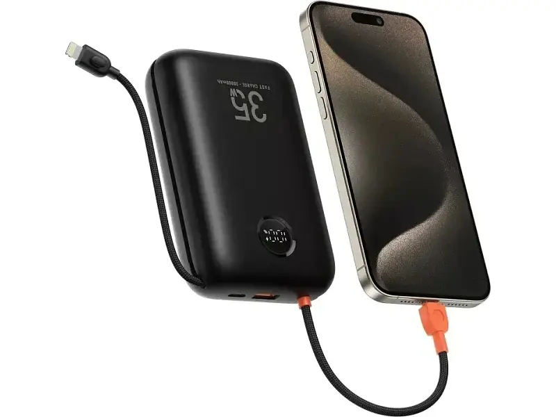 Зовнішній акумулятор (Power Bank) VEGER Ultra Mini Built-In 2 cables 30000mAh (VG-W3018) - фото 4
