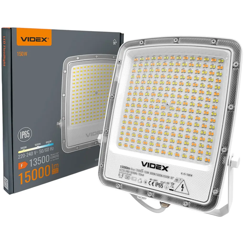 LED прожектор Videx F5 150W 3000-5000-6500K 230V білий (VL-F5-150CW) - фото 3