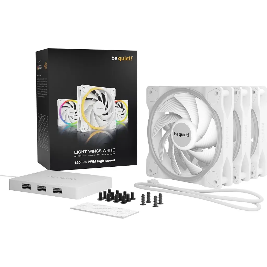 Вентилятор be quiet! Light Wings 120mm PWM High-Speed 3-Pack White (BL101) - фото 5