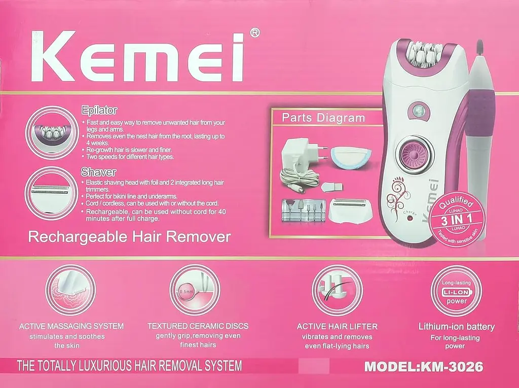Многофункціональний електричний епілятор Kemei KM-3066 ∙ Епілятор 6 в 1 Kemei KM-3066 для гоління - фото 6