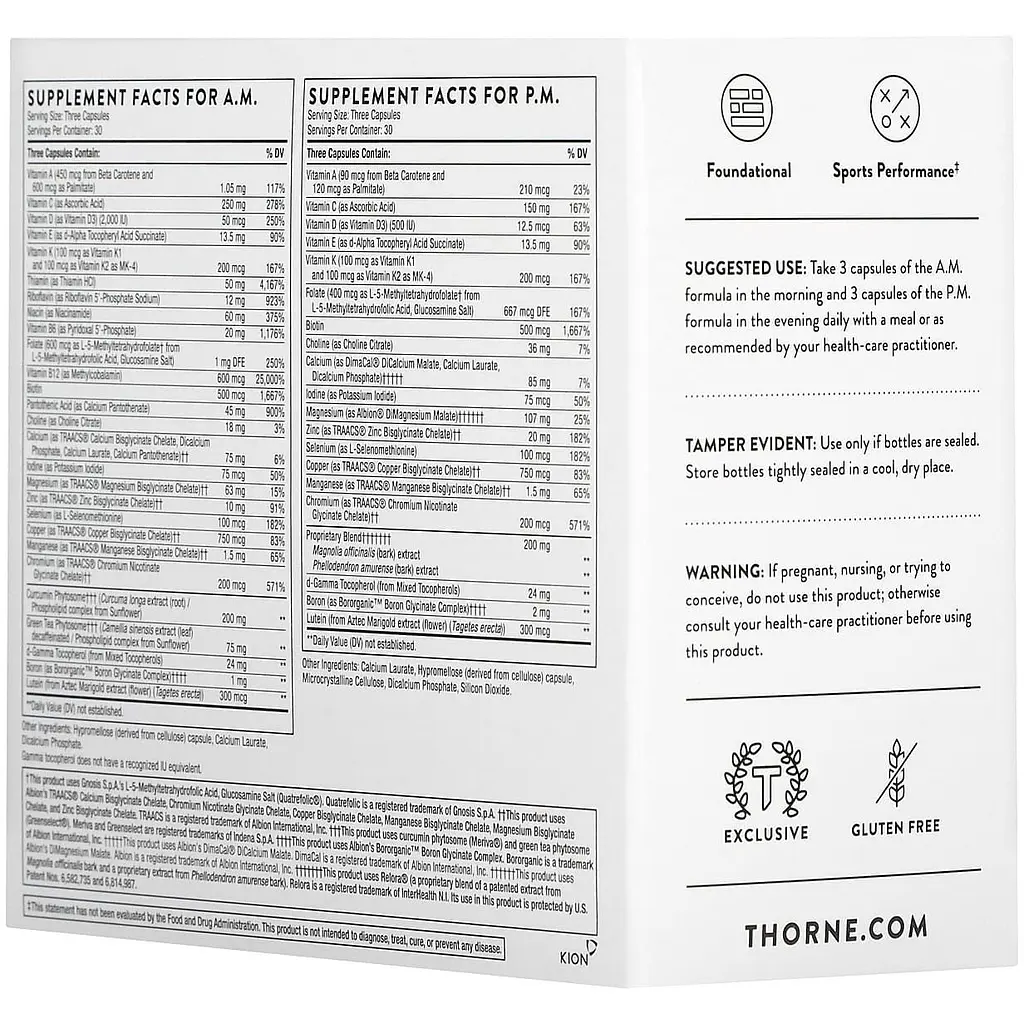 Мультивітаміни Thorne Multi-Vitamin Elite для прийому зранку та ввечері 2 флакони по 90 капсул - фото 8