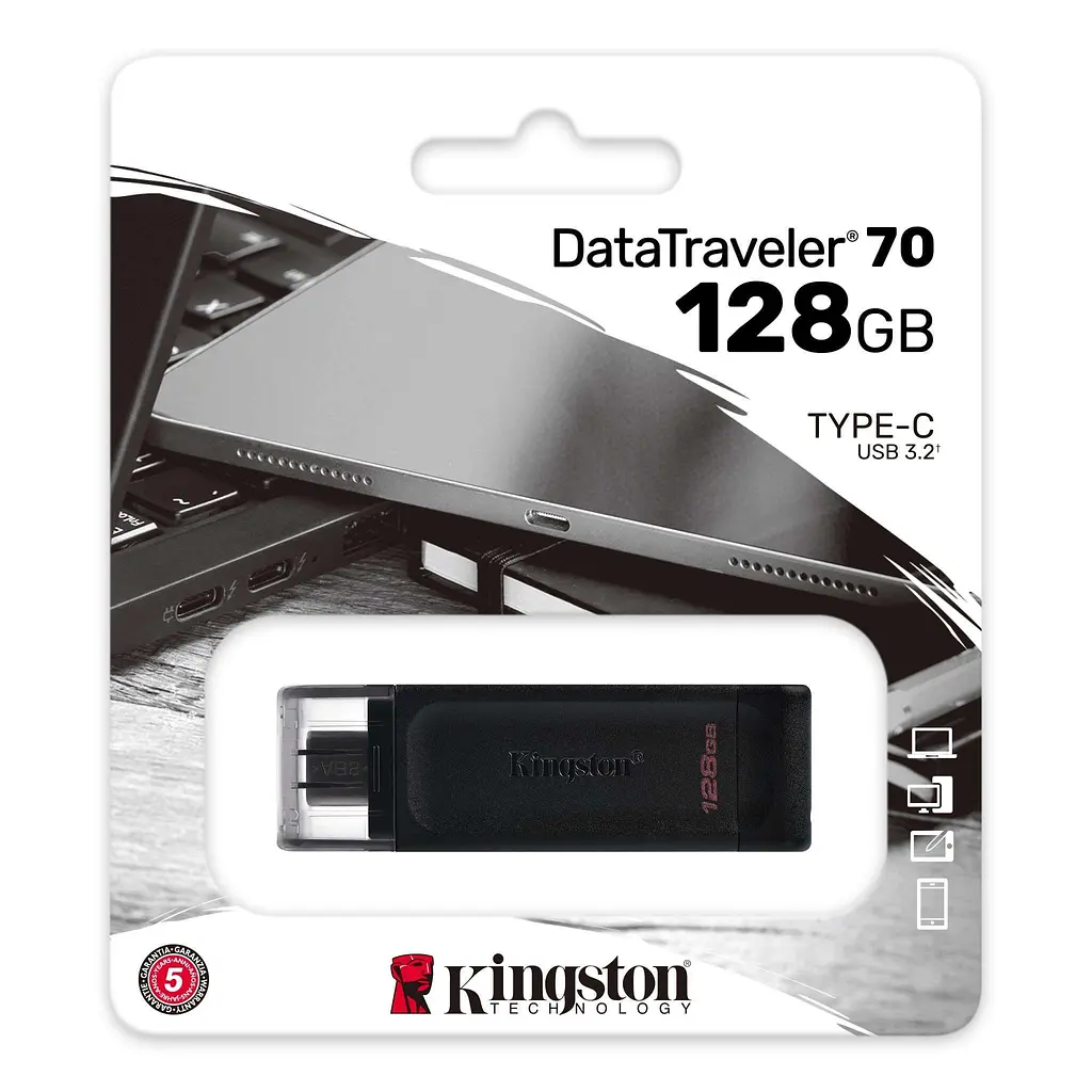 Накопитель 128GB USB 3.2 Type-C Gen 1 DT70 Kingston teh0013404 - фото 4
