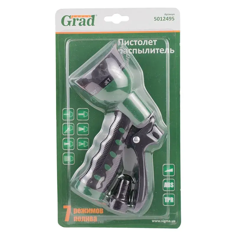 Пістолет-розпилювач 7-ми режимний (ABS+TPR) металева заклепка GRAD (5012495) - фото 7