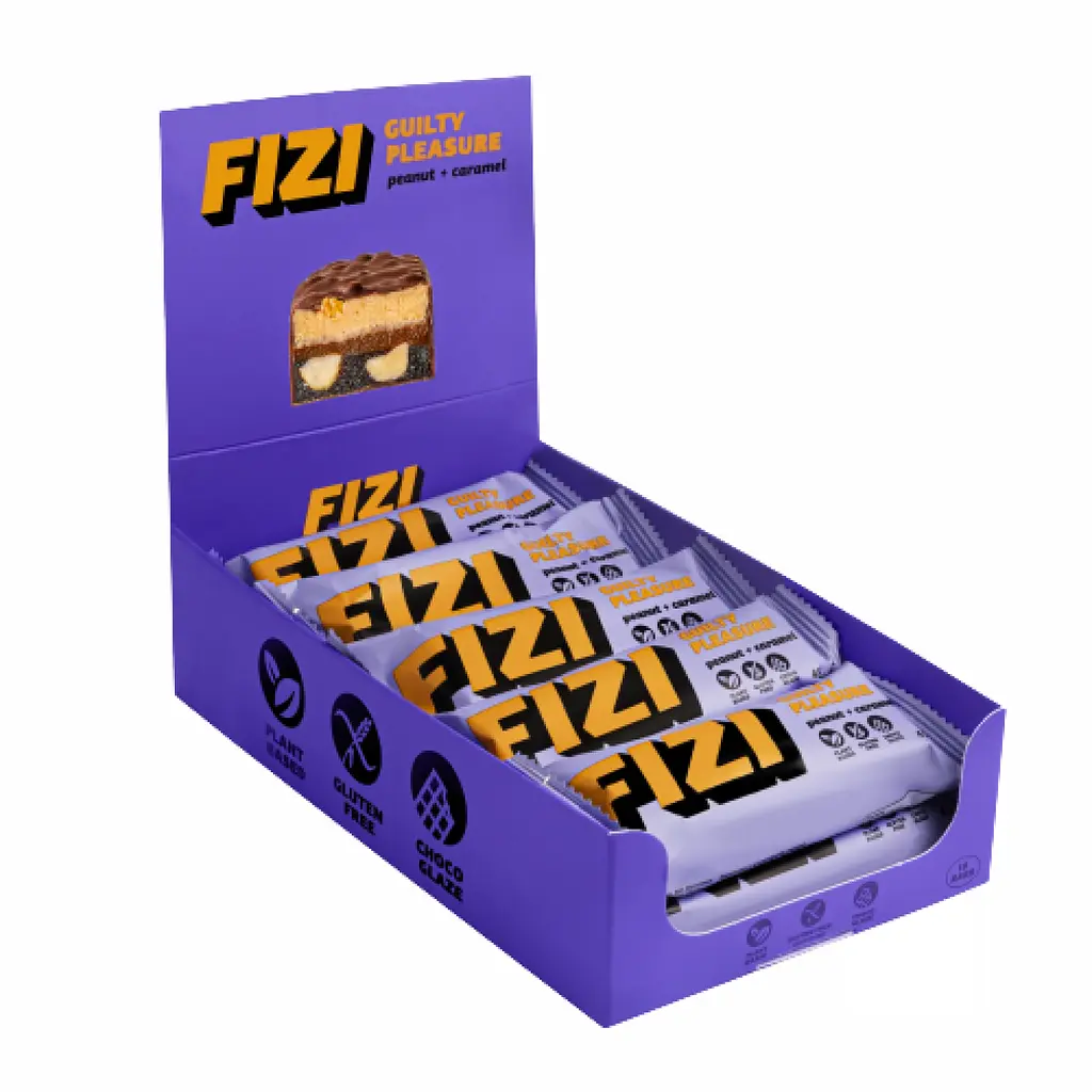 Протеїновий батончик (FIZI Chocolate Bar) — 10 × 45 г, peanut-карамель
