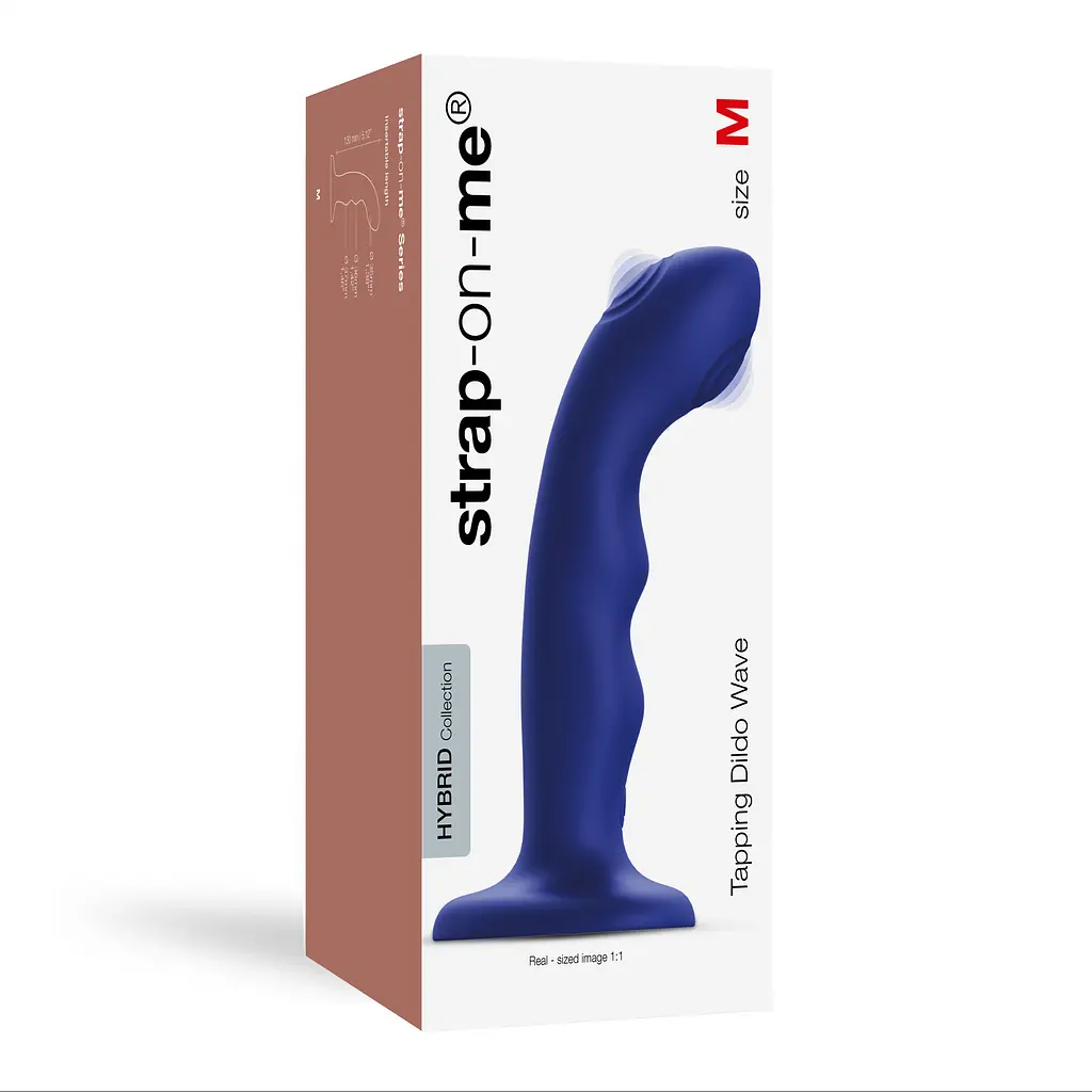 Вібратор Strap-On-Me Tapping Dildo Wave M 15.7 см синій - фото 5