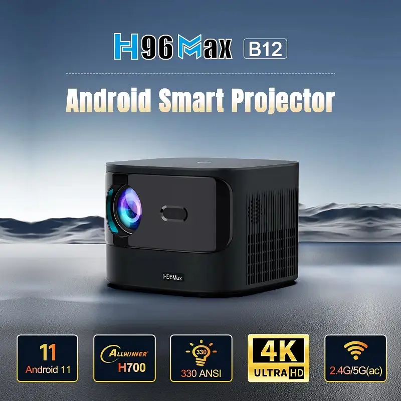 Проєктор H96 max B12 LED LCD FullHD 330AL 16:9 H700 2G/16G Android 11.0 HDMI Wi-Fi BT чорний - фото 3
