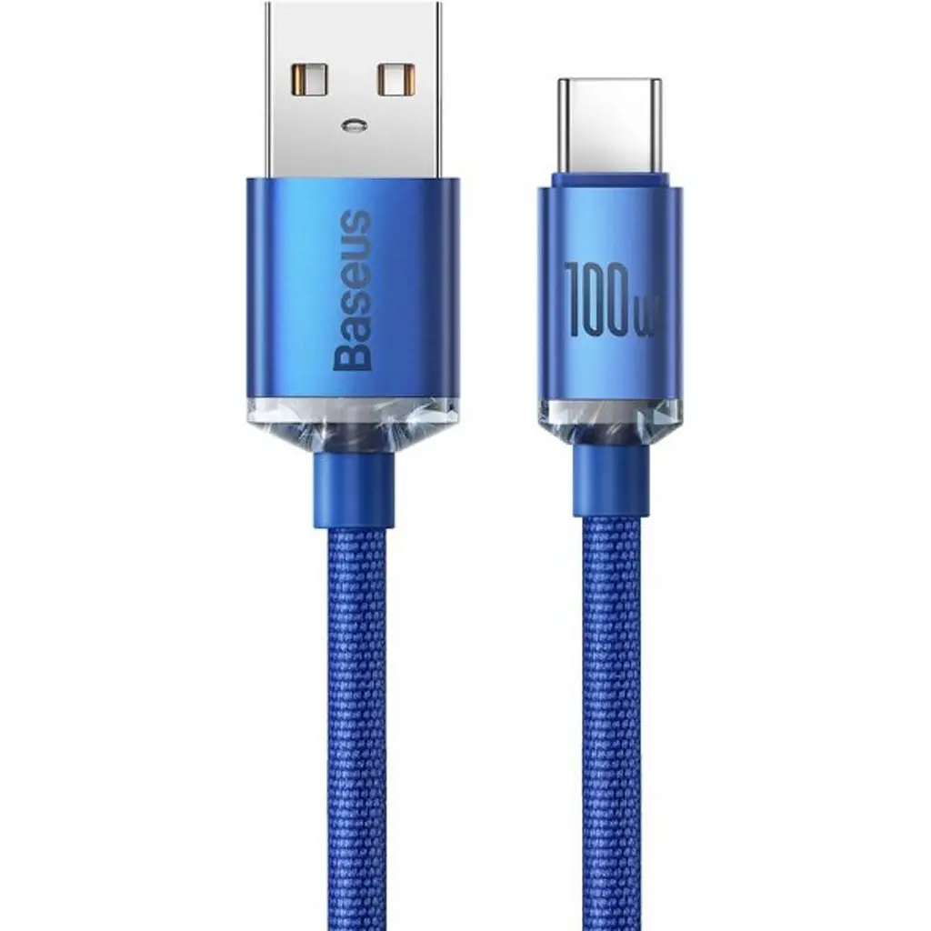 Кабель Baseus Crystal Shine Series USB-A to Type-C 100W 1.2m Blue (CAJY000403) [169551] - фото 2