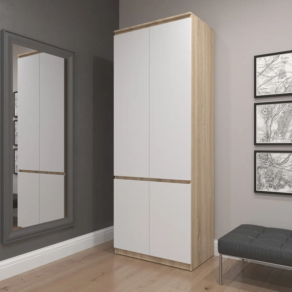 Шафа для одягу Vays R-10, з полицями та штангою, без ручок, ЛДСП, 80×50×211 см - для спальні, вітальні, передпокою - фото 7