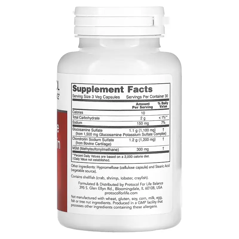 Препарат для суглобів і зв'язок Protocol for Life Balance Glucosamine & Chondroitin with MSM 90 капсул - фото 2