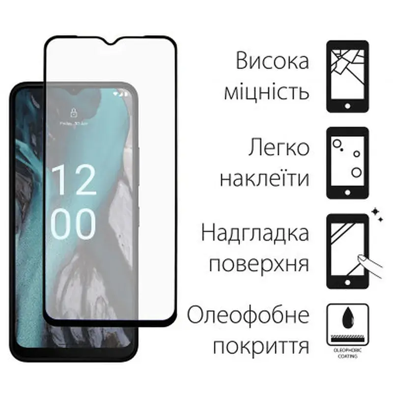 Стекло защитное Dengos Full Glue Nokia C22 (black) (TGFG-305) - фото 2