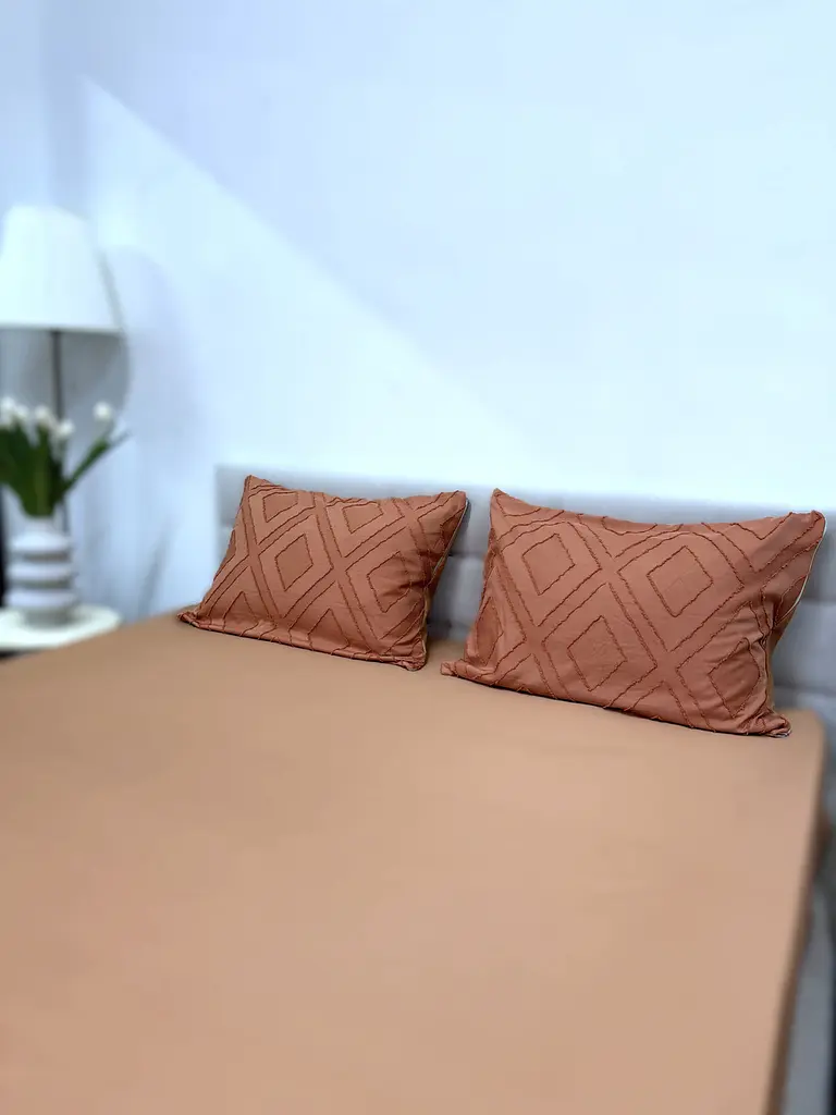 Комплект постільної білизни Ecotton Jaquard двоспальний Євро 210х215 помаранчевий Orange (24556) - фото 4