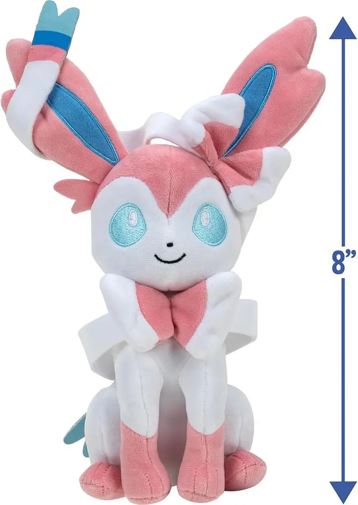 М'яка плюшева іграшка покемон Сільвеон Jazwares Pokémon Sylveon PKW3450 20 см офіційна ліцензція рожево-блакитна (SKU-265) - фото 4