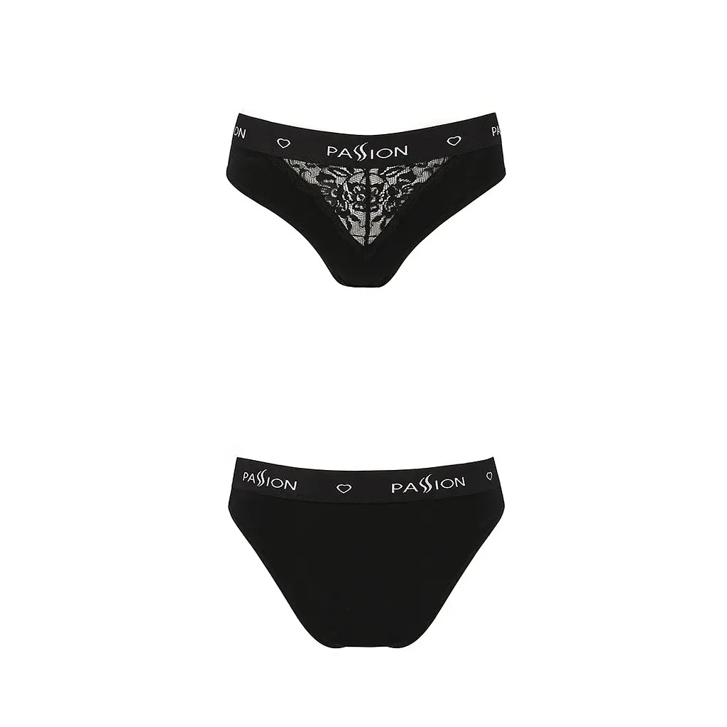 Трусики з широкою гумкою і мереживом Passion PS001 PANTIES S, black - фото 5