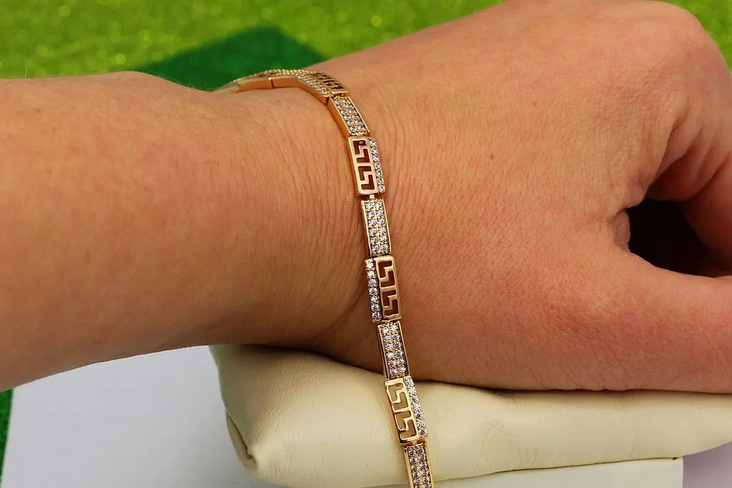 Браслет Xuping Jewelry Сиртакі з грецьким візерунком 17 см 4 мм золотистий - фото 2