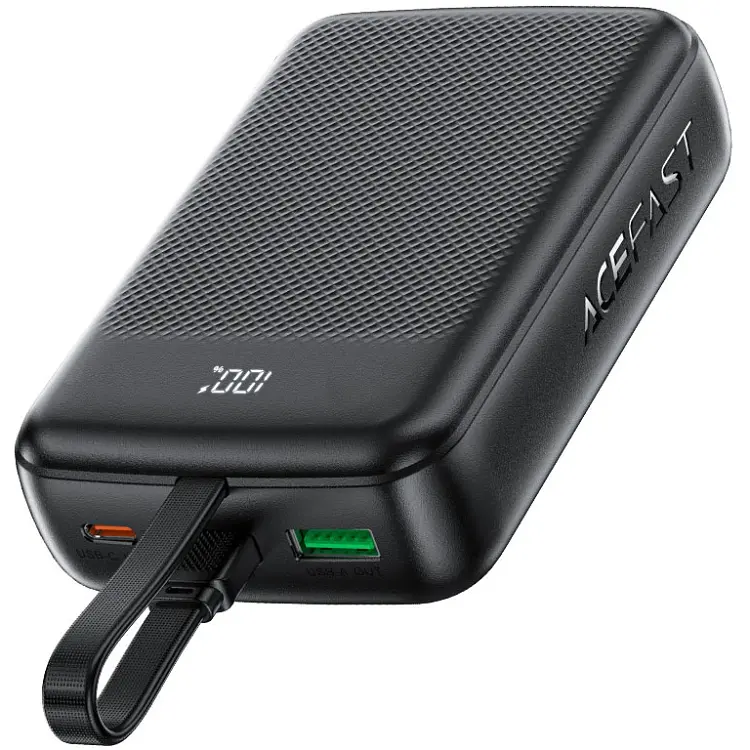 УМБ Acefast 20000mAh 22,5W PD,QC3.0 USB-A+USB-C In/Out,built-in cable M14 Black - фото 3