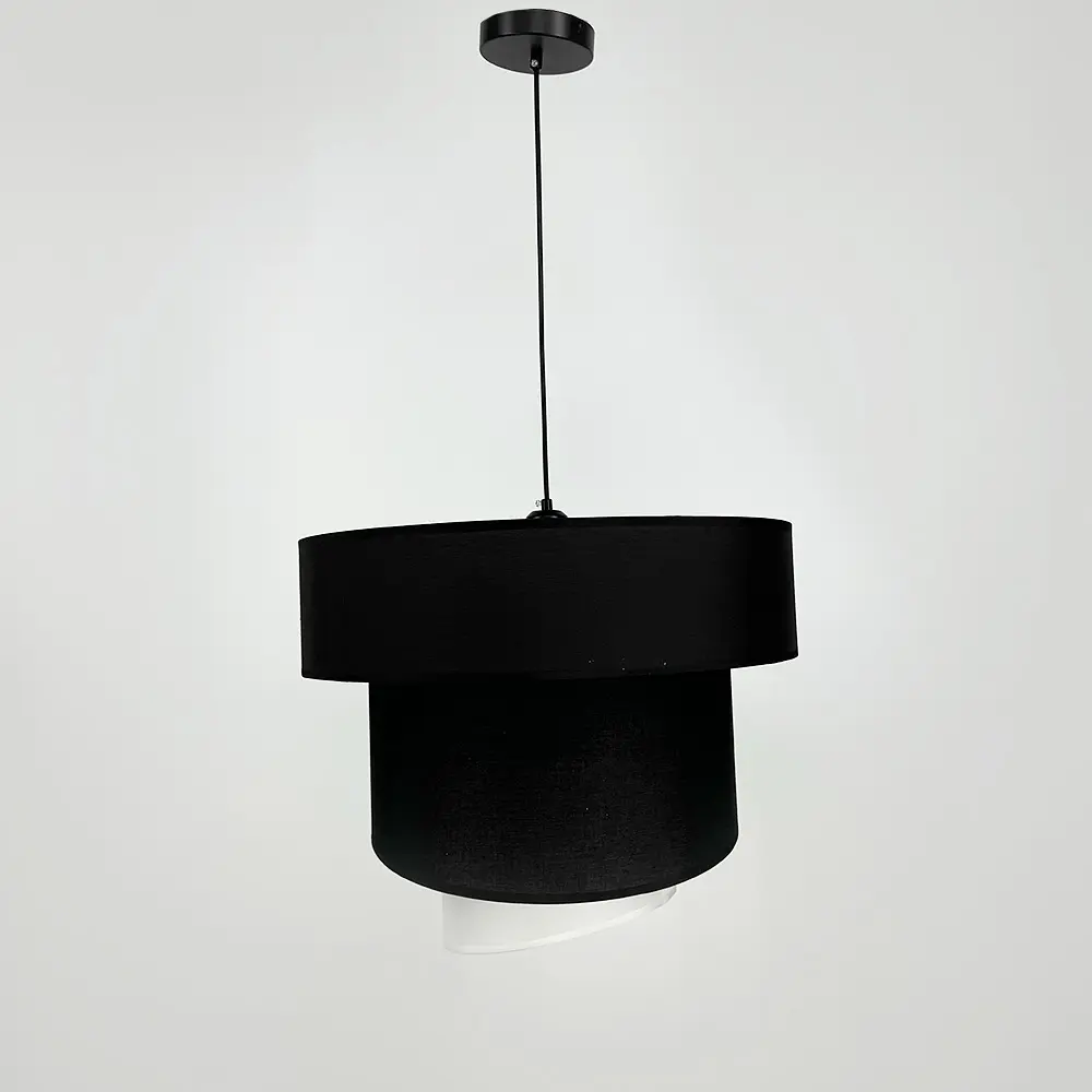 Дизайнерская люстра IONOS 2 с текстильным абажуром Line.F MJ 159-500 BK+BK+WT - фото 9