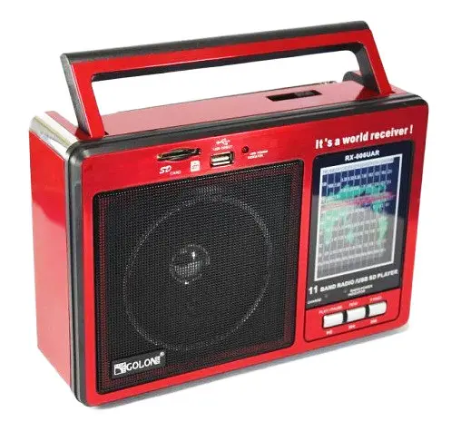 Радіоприймач Golon RX-006UAR радіо MP3 USB MicroSD робота від мережі батарейок Червоний - фото 4