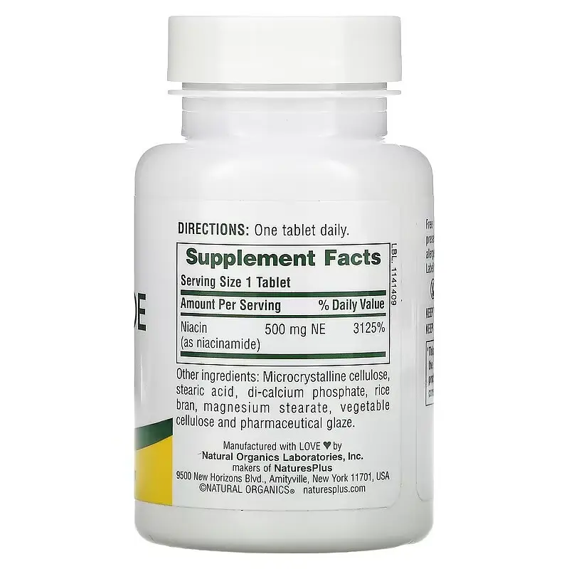 Ниацин (B-3) Niacinamide 500 mg 90 таблеток NaturesPlus vit0005302 - фото 2