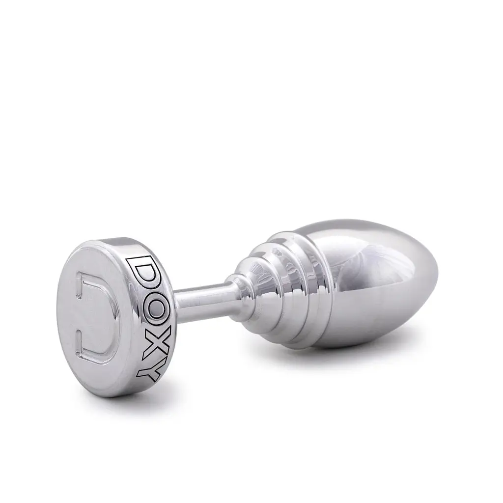 Металева анальна пробка DOXY Butt Plug RIBBED, ребриста, діаметр 3,3 см - фото 2