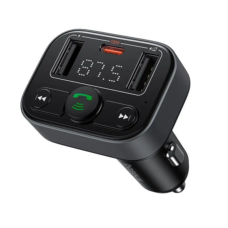 Адаптер автомобільний Baseus S-09 Lite Series Car FM Transmitter Cluster |2USB/1Type-c, PD/18W| - фото 2