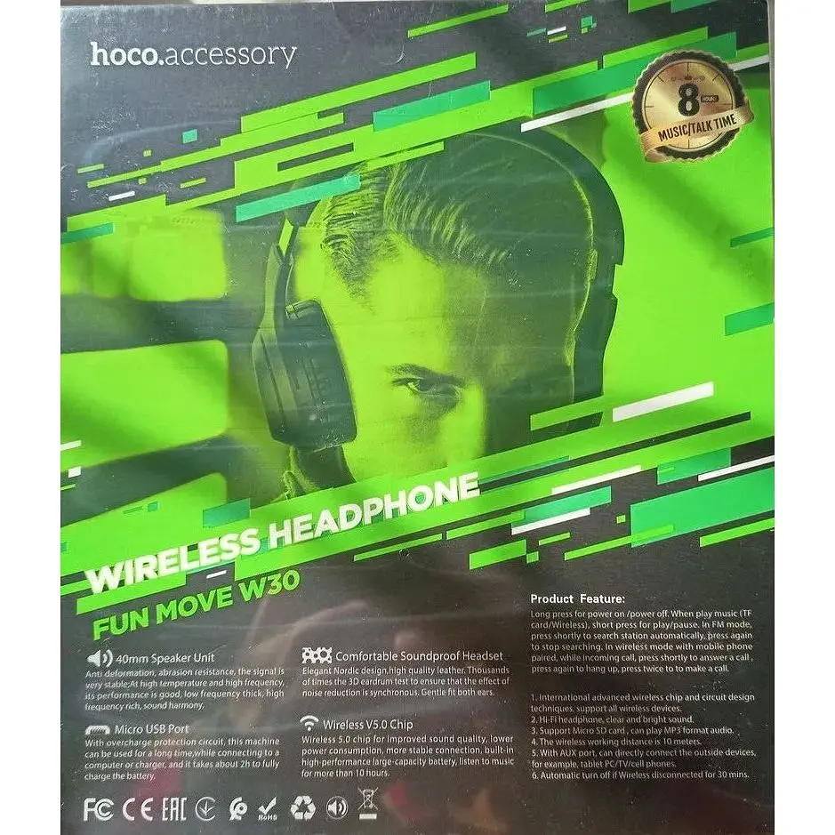Бездротові навушники Hoco W30 Fun Move Wireless Headphones 8 годин - фото 5