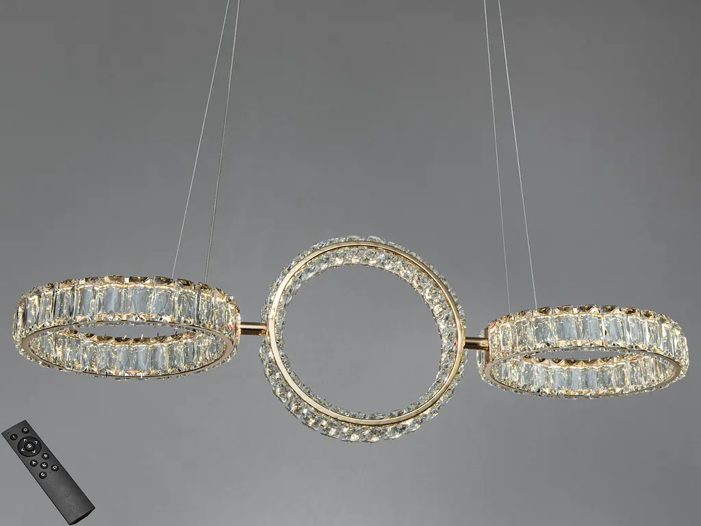 Кришталева LED-люстра кільця Diasha D8893/250x3B G, 68W, пульт, золото, 82 см - фото 2